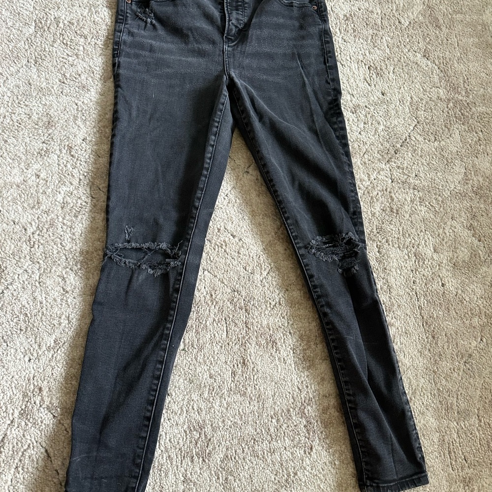 American Eagle Outfitters Black Skinny Distressed Jeans